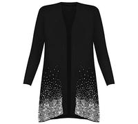 TrendyFashion Damen Strickjacke mit Pailletten, lange Ärmel, Übergröße, Übergröße 14-30 Gr. 54-56, Schwarz