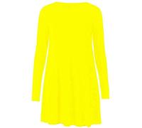 TrendyFashion Damen Swing-Kleid in Übergröße, einfarbig, langärmelig, Stretch, Größe 36-52, gelb, 34-36