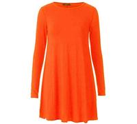 TrendyFashion Damen Swing-Kleid mit langen Ärmeln, Stretch, Übergröße, Größe 34-54, Orange, 50-52