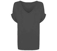 TrendyFashion Damen-T-Shirt, Übergröße, kurze Ärmel, V-Ausschnitt, Größe 34-54 Gr. 50-52, anthrazit