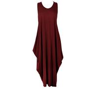 TrendyFashion Damen-Tunika-Top im italienischen Tulpenlook, Fallschirmkleid, dehnbar, ärmellos, lang, wein, 38-40