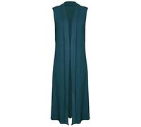 TrendyFashion Damen Wasserfall Ärmellose Lange Maxi Cardigan Damen Boyfriend Kragen Lange Cardigan Weste, blaugrün, 46-48