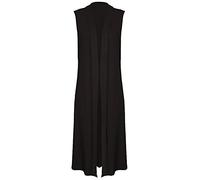 TrendyFashion Damen Wasserfall Ärmellose Lange Maxi Cardigan Damen Boyfriend Kragen Lange Cardigan Weste, Schwarz , 42-44