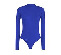 TrendyFashion Einfarbiger Damen-Body mit Rollkragen, lange Ärmel, mit Verschluss, Poloshirt mit Rollkragen, königsblau, 8-10