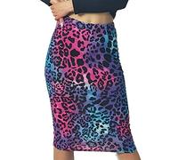TrendyFashion Elastischer Midirock für Damen, figurbetont, gerade, Stretch, Bleistiftrock, Bürorock, Multi Leopard, 46-48