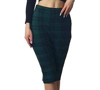 TrendyFashion Elastischer Midirock für Damen, figurbetont, gerade, Stretch, Bleistiftrock, Bürorock, Schottenkaro, Grün, 38-40