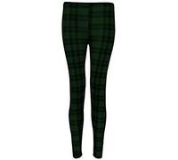 TrendyFashion Leggings in Übergröße, einfarbig, dehnbar, Viskose, UK-Größen 36-54, lange Damen-Leggings, Schottenkaro, Grün, 24-26