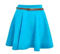 TrendyFashion Skater Rock mit Gürtel, Stretch-Taille, einfarbig, ausgestellt, Jersey, kurzer Rock, Damen, Größe 36-50, türkis, 34-36