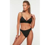 Trendyol Collection Schwarze, Strukturierte, Reguläre Bikinihose Mit Hohem Beinausschnitt für Damen - 40
