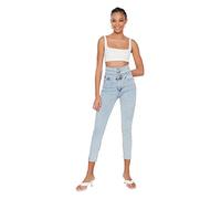 Trendyol, blauer Taille im Freien detaillierte super hohe Taille Skinny Jeans, klar blau, 34