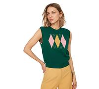 Trendyol Collection Damen Green Jacquard Knitwear Jumper Pullover Sweater, Grün, M EU