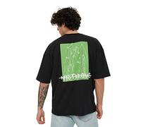 Trendyol Crew Neck Woven Herren Oversize Basic Rundhals Knit T-Shirt, Schwarz, L