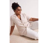 Trendyol Curve Damen Beige Einfarbig Kurz Tailliert Große Größen Blazer