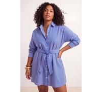 Trendyol Curve Damen Blau Einfarbig Kurz / Mini Lang Casual Hemdblusenkleid Große Größen Kleid EU 48 / UK 20