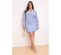 Trendyol Curve Damen Blau Gestreift Kurz / Mini Lang Casual Hemdblusenkleid Große Größen Kleid EU 46 / UK 18