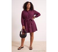 Trendyol Curve Damen Bordeaux Einfarbig Kurz / Mini Lang Casual Hemdblusenkleid Große Größen Kleid EU 48 / UK 20
