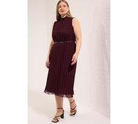 Trendyol Curve Damen Bordeaux Einfarbig Midi Ärmellos Abend / Alltag Gerade Große Größen Kleid