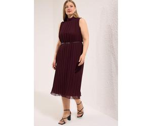 Trendyol Curve Damen Bordeaux Einfarbig Midi Ärmellos Abend / Alltag Gerade Große Größen Kleid