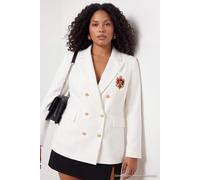 Trendyol Curve Damen Ecru Einfarbig Lang Tailliert Große Größen Blazer