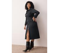 Trendyol Curve Damen Grau Einfarbig Kurz / Mini Lang Casual Hemdblusenkleid Große Größen Kleid EU 50 / UK 22