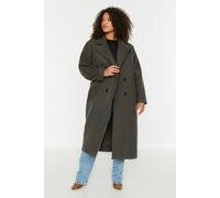 Trendyol Curve Damen Grau Einfarbig Lang Oversize Große Größen Mäntel EU 48 / UK 20