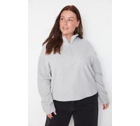 Trendyol Curve Damen Grau Einfarbig Lang Oversize Große Größen Sweatshirts XL