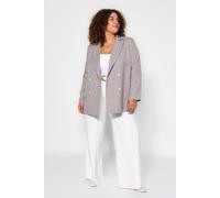 Trendyol Curve Damen Grau Gestreift Lang Relaxed Fit Große Größen Blazer