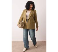 Trendyol Curve Damen Khaki Einfarbig Lang Oversize Große Größen Blazer