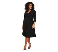 Trendyol Curve Damen Midi A-line Regular Plus Size Dress, Schwarz, 3XL Große Größen EU