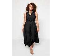 Trendyol Curve Damen Schwarz Einfarbig Maxi Ärmellos Casual Hemdblusenkleid Große Größen Kleid EU 46 / UK 18