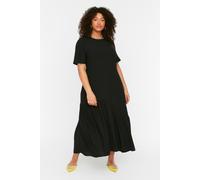 Trendyol Curve Damen Schwarz Einfarbig Maxi Kurz Casual A-Linie Große Größen Kleid EU 54 / UK 26