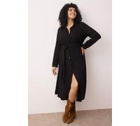 Trendyol Curve Damen Schwarz Einfarbig Maxi Lang Casual Hemdblusenkleid Große Größen Kleid EU 46 / UK 18