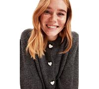 TRENDYOL Damen Anthrazit-herzknopf Detaillierte Strickwaren-strickjacke Cardigan Sweater, Anthrazit, L EU