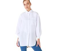 Trendyol Damen Ballonarm Hinter Langem Mobilen Detaillierten Grundlegenden Gewebten Hemd Shirt, Weiß, 40 EU