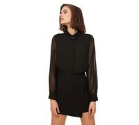 TRENDYOL Damen Black Crepe Behandelt Chiffon-Hemd Shirt (1er Pack)