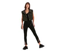 Trendyol Damen Black Tiper Detailed Knitted Tights Leggings, Schwarz, S EU