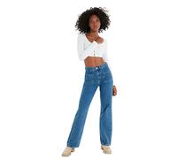 Trendyol Damen Blue Mobile Detailed High Waist 90's Wide Leg Jeans, Blau, 38 EU