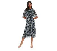 TRENDYOL Damen Blumenmuster Dress A-Linie, Navy Blau, 40