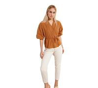 Trendyol Damen Camel Double Breasted gewebte Krawattendetail Bluse twoss21bz0287, Kamel 38