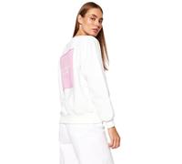 Trendyol Damen Colorblock Regular Rundhalsausschnitt Sweatshirt, Weiß, L