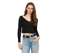 Trendyol Damen Crop 2 Paket Gestrickte Bluse Blouse, Black And White, XL EU