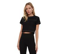 Trendyol Damen Crop Gestricktes T-shirt T Shirt, Schwarz, XS EU