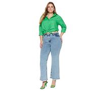 Trendyol Damen Damen-Jeans, Hohe Taille, Weites Bein, Übergröße Hose, Hellblau, 40 Große Größen EU