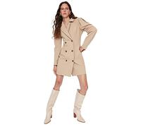 Trendyol Damen Design Regular Blazerkleid V-Ausschnitt Webstoff Kleid, Camelfarben, 40