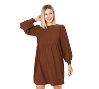 TRENDYOL Damen Design Relaxed Standard Rundhalsausschnitt Webstoff Kleid, Mehrfarbig, 36