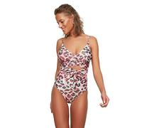 TRENDYOL Damen Detaillierter Badeanzug mit Leopard-musterung One Piece Swimsuit, Mehrfarbig, 36 EU