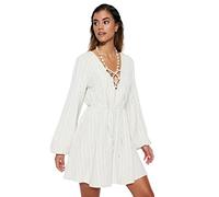 Trendyol Damen Dress Mini Smock Kleid Regular Fit Strickkleid, Natur, 36