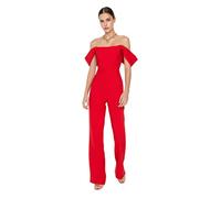 Trendyol Damen Einfarbig Gewebter Jumpsuit Overalls, rot, 62