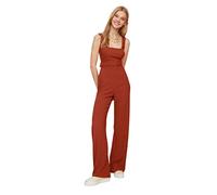 Trendyol Damen Einfarbig Mittelstrick Jumpsuit Overalls, Fliese, XXS
