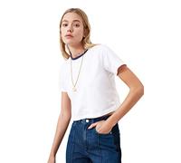 Trendyol Damen Farbiger Kragen Crop Gestricktes T-shirt T Shirt, Weiß, S EU